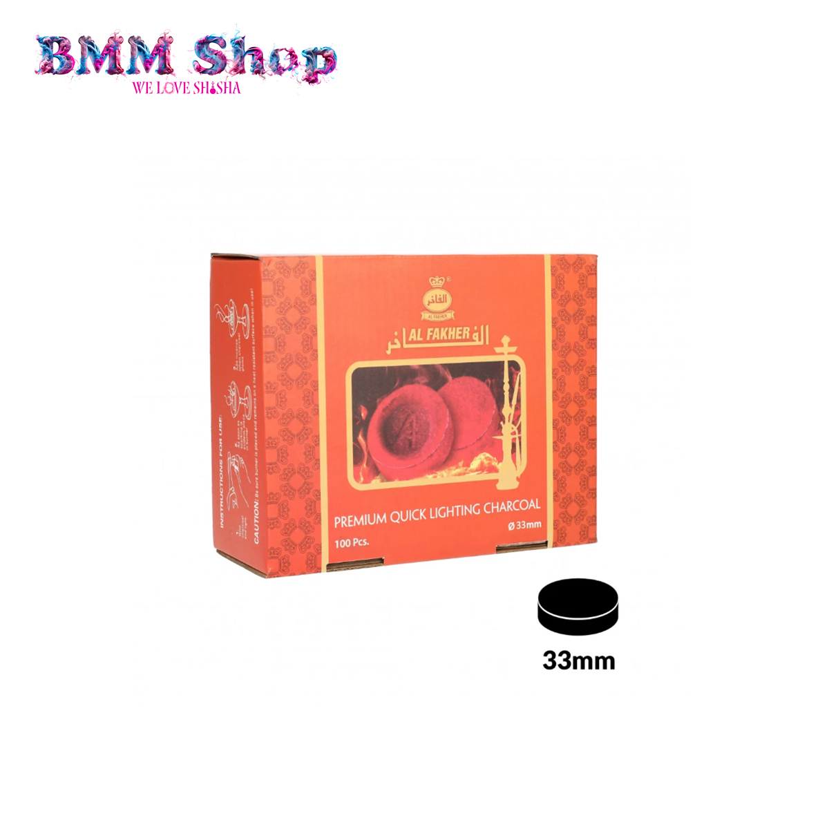 Al Faker quick lighting charcoal - 33mm - Roll - 100 pieces
